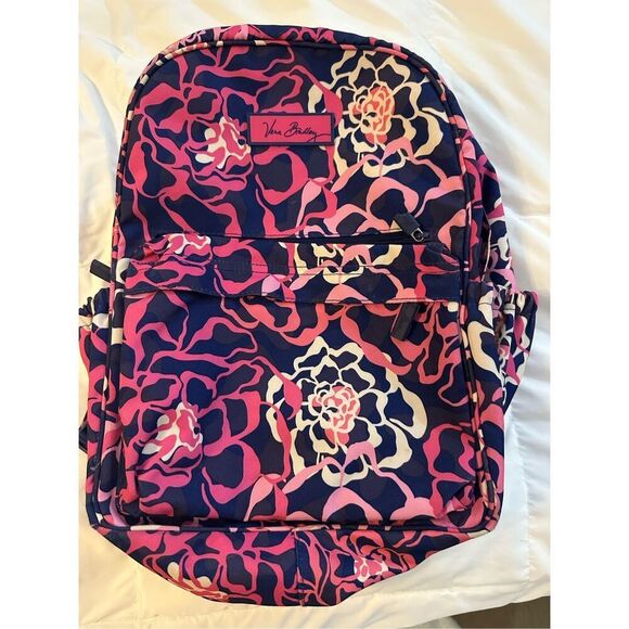 Vera Bradley Women's Floral Lighten Up Essential Backpack Blue Pink - Picture 5 of 5